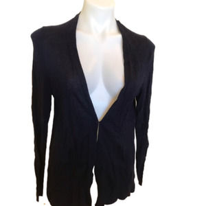 Anne Klein Black White Long Sleeve Lightweight Cardigan